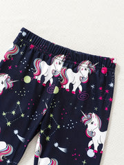 Kids Unicorn Graphic Elastic Waist Leggings