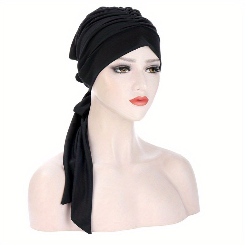 Ruched Head Wrap Casual Elastic Turban Cap Beanies Lightweight