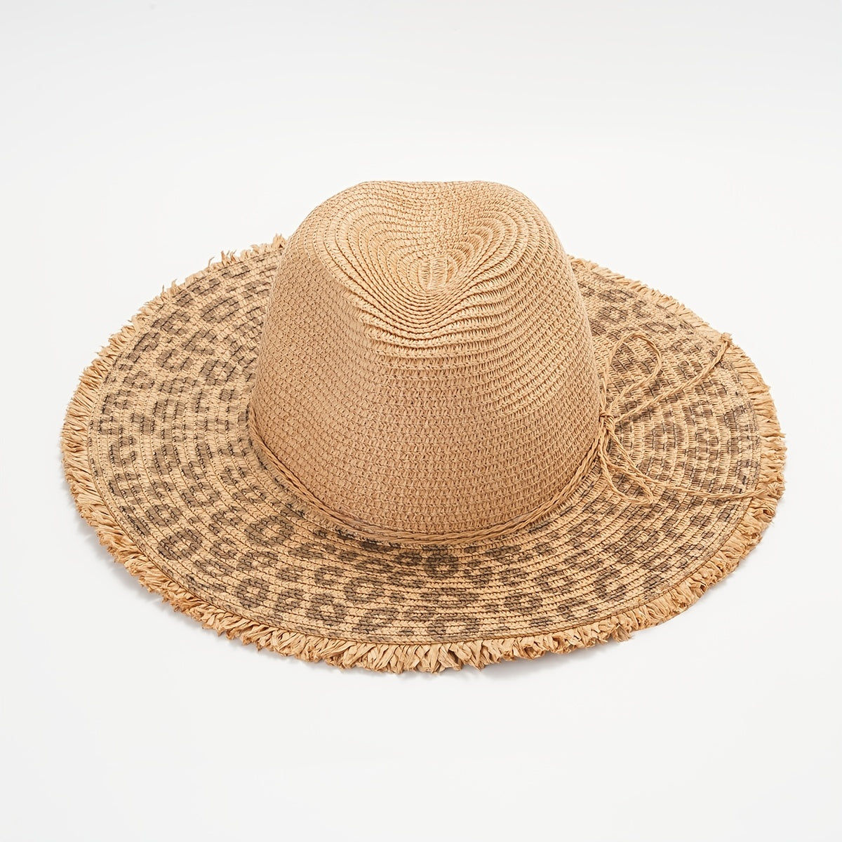Leopard Raw Edge Fedora Staw Hat Tassel Cowboy Hats For Women
