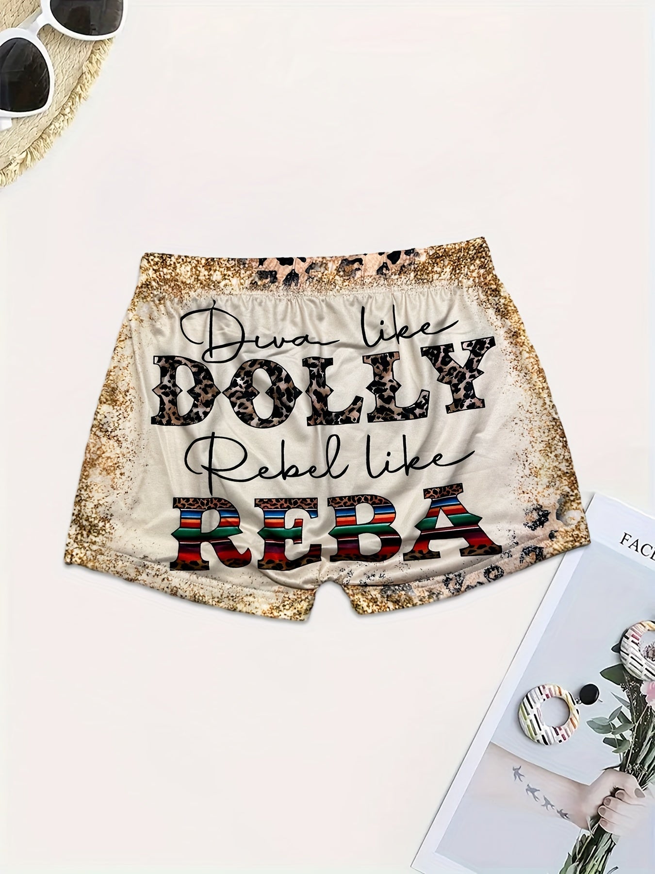 Letter Print Skinny Shorts Casual Shorts For Spring & Summer