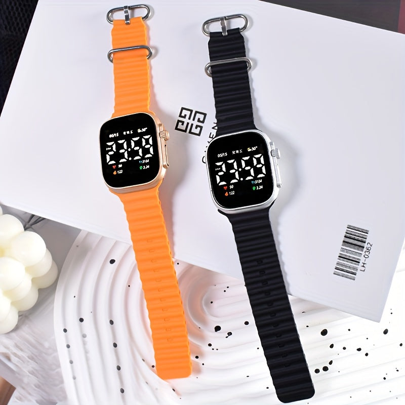 S8 Sports Electronic Watch with Silicone Strap - Date Time LED