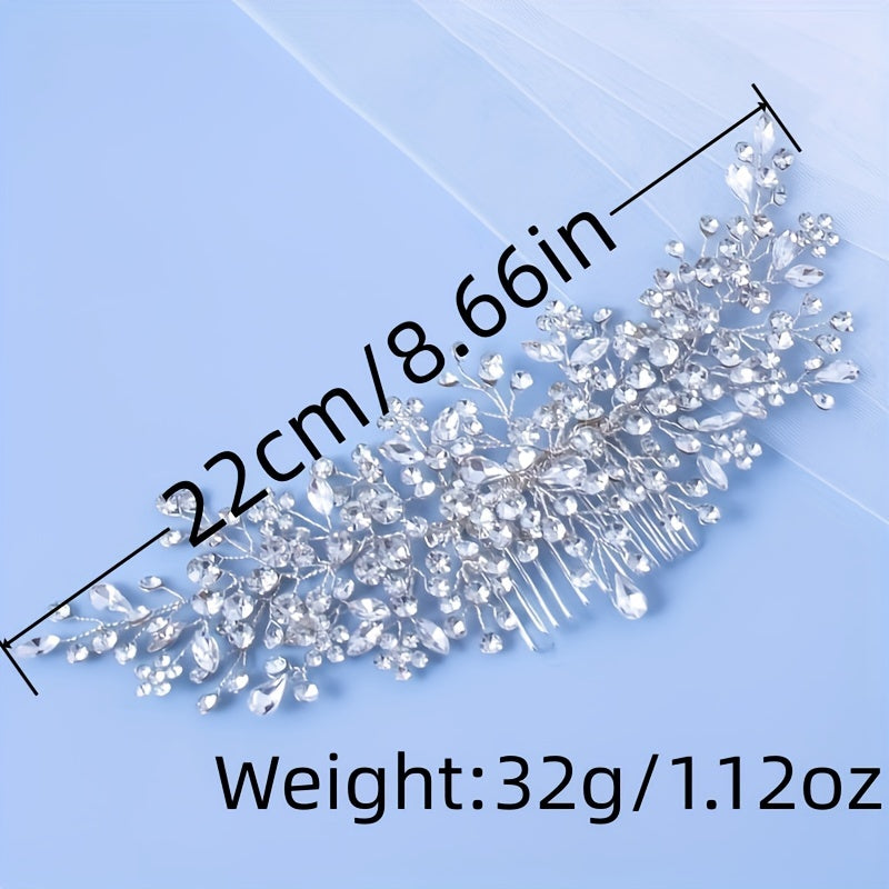 Faux Pearl Rhinestone Leaf Hair Comb Wedding Party Accessory