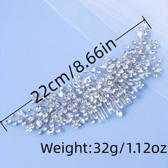 Faux Pearl Rhinestone Leaf Hair Comb Wedding Party Accessory