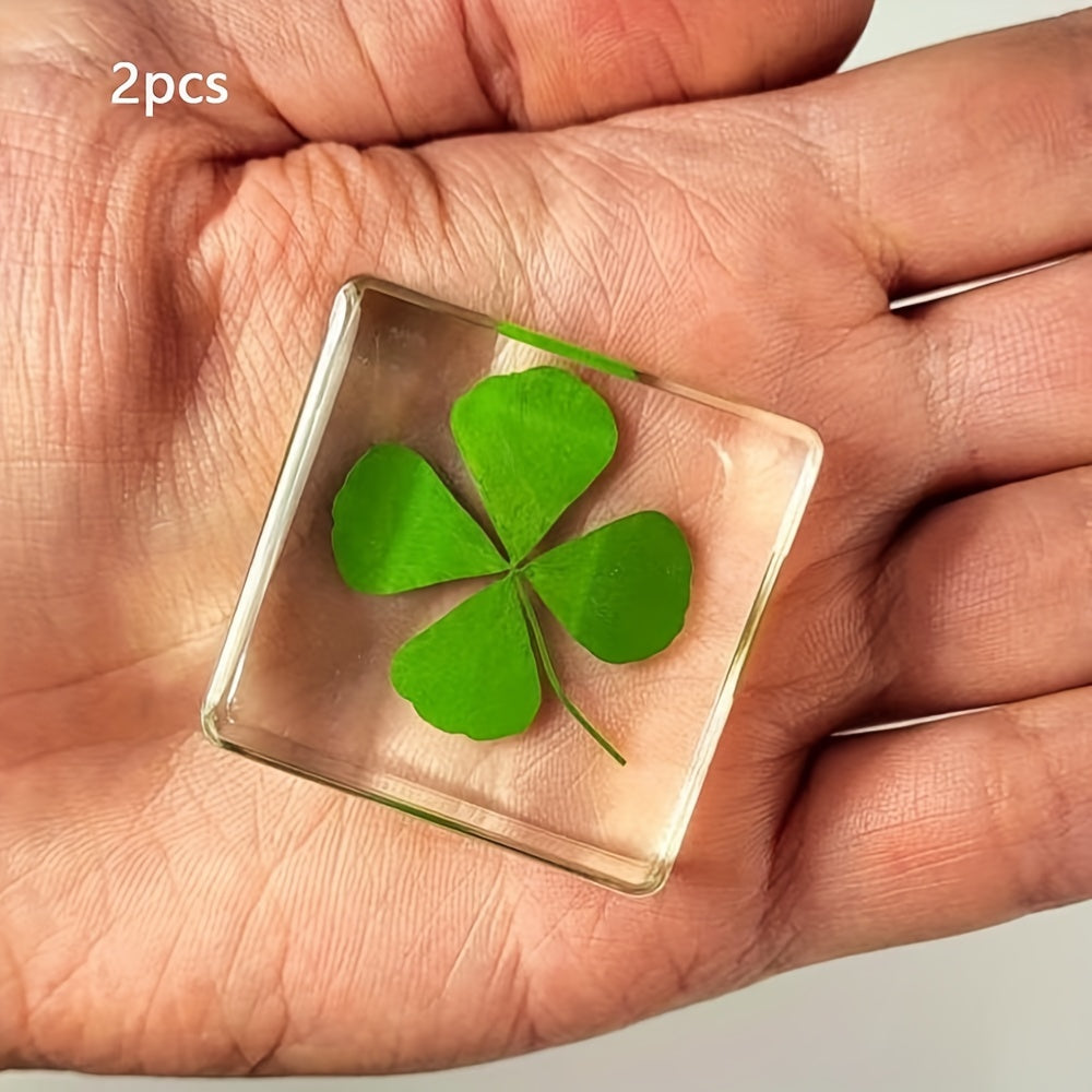 Men's Four Leaf Clover Charm Clear Glass Lucky Accessory