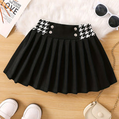 Toddler Girls Houndstooth Pleated Skirt Kids Summer Clothes