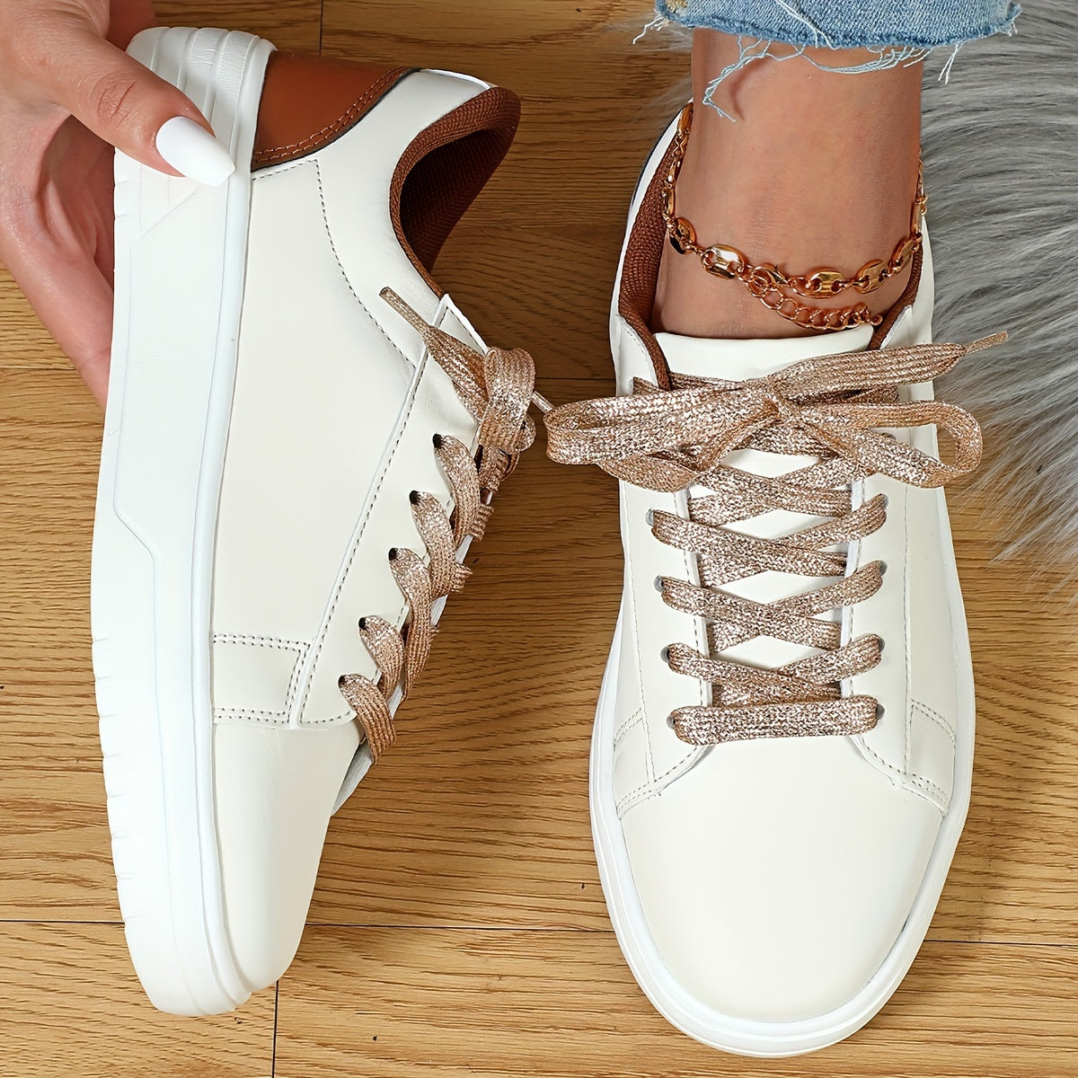 Lightweight Skate Shoes Faux Leather Wear Resistance Non Slip Flat Sneakers