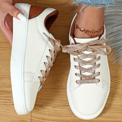 Lightweight Skate Shoes Faux Leather Wear Resistance Non Slip Flat Sneakers