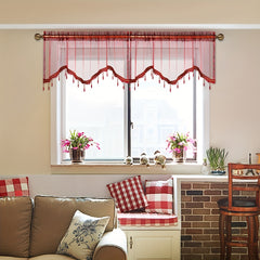 Modern S-Shaped Sheer Curtain Valance with Bead Edge - Home Decor
