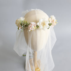 Bridal Veil Flower Crown and Sweet Double Layer Head Veil