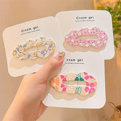 Girls Fruit Leaves Flower Snap Hair Clip Hairpin Side Clip Headwear