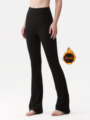 Fleece Lined Flared Yoga Pants High Waist Warm Bell Bottom