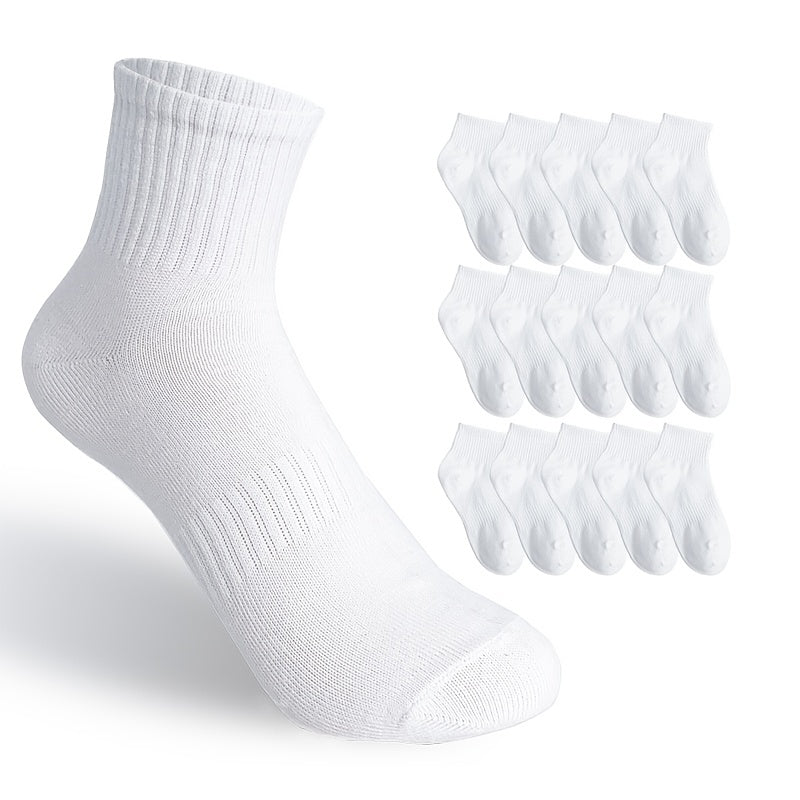16 Pairs Solid Short Socks Comfy & Breathable Women's Casual Stockings