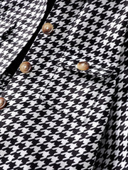 Girls' 3pcs Coat & Turtleneck Top & Skirts Set Houndstooth Print
