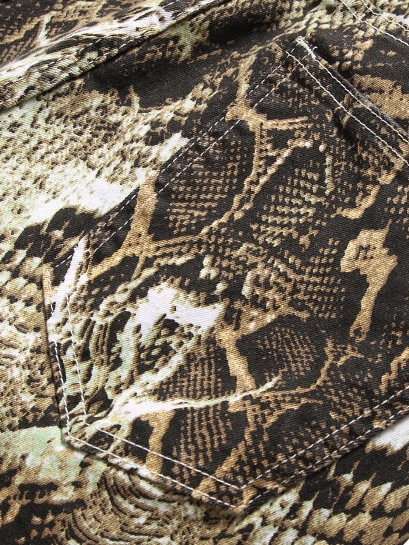 Men's Slim Snakeskin Print Cotton Jeans
