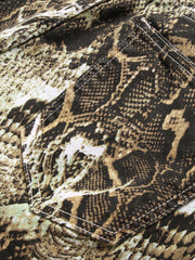 Men's Slim Snakeskin Print Cotton Jeans