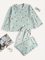 Cow & Milk Print Pajamas Set