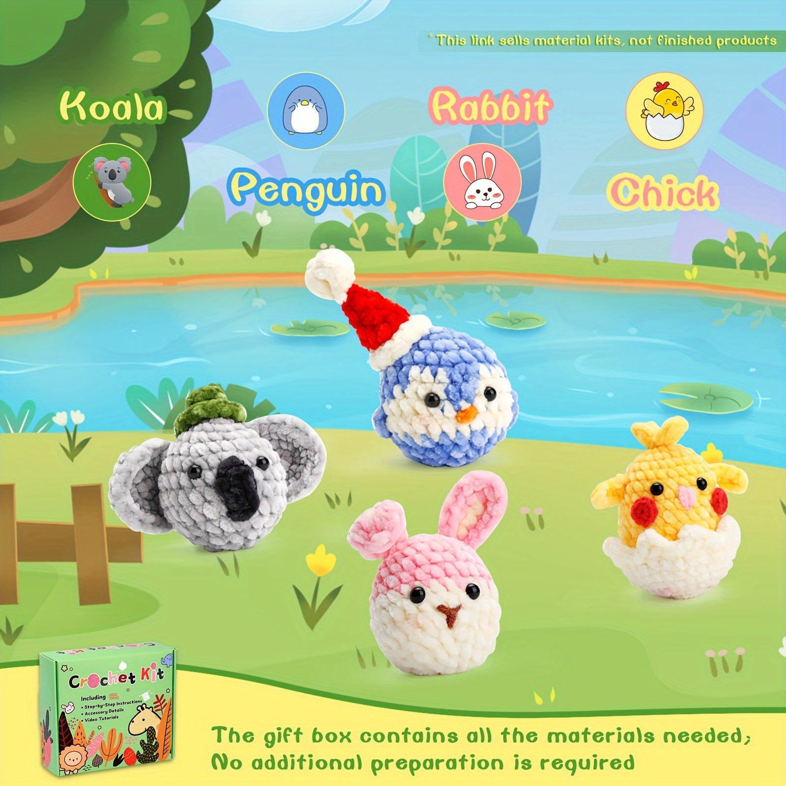 Crochet Kit with Manual - Beginner Yarn Set - DIY Cartoon Doll
