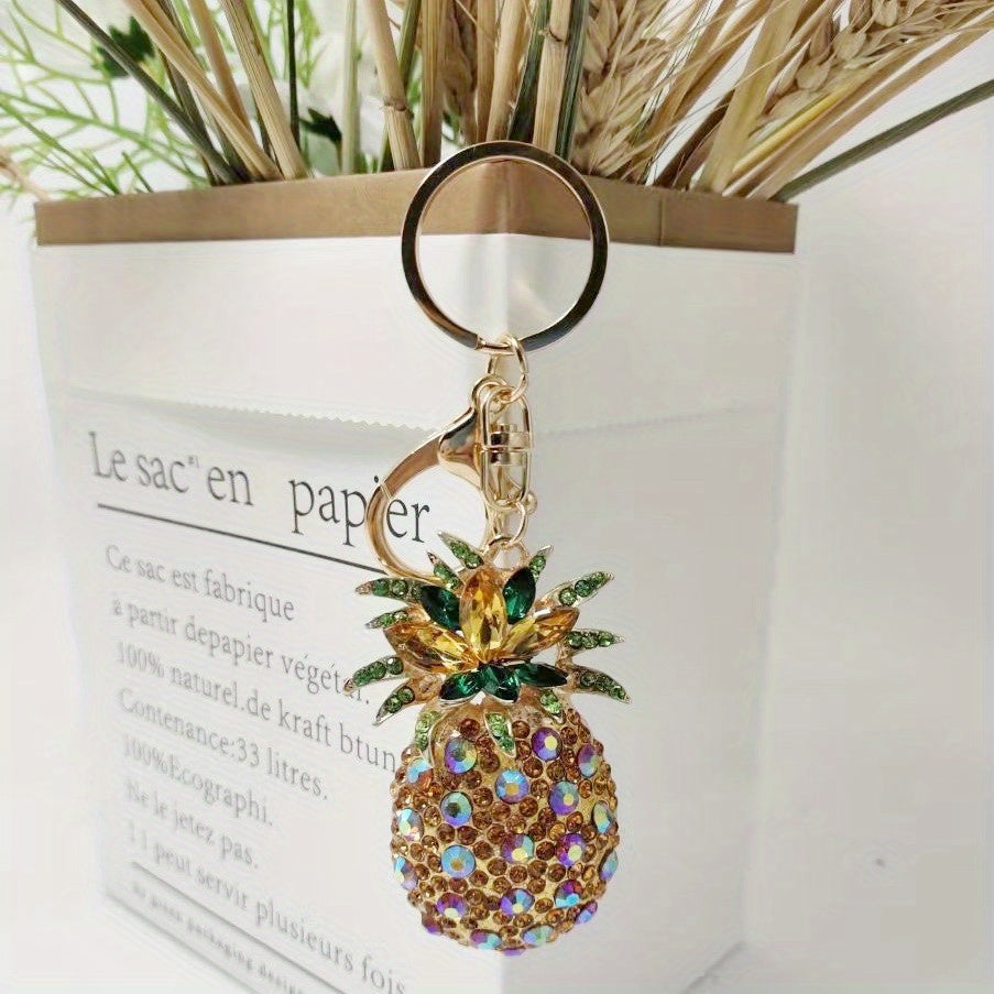 Men's Pineapple Keychain with Artificial Diamond, Small Gift