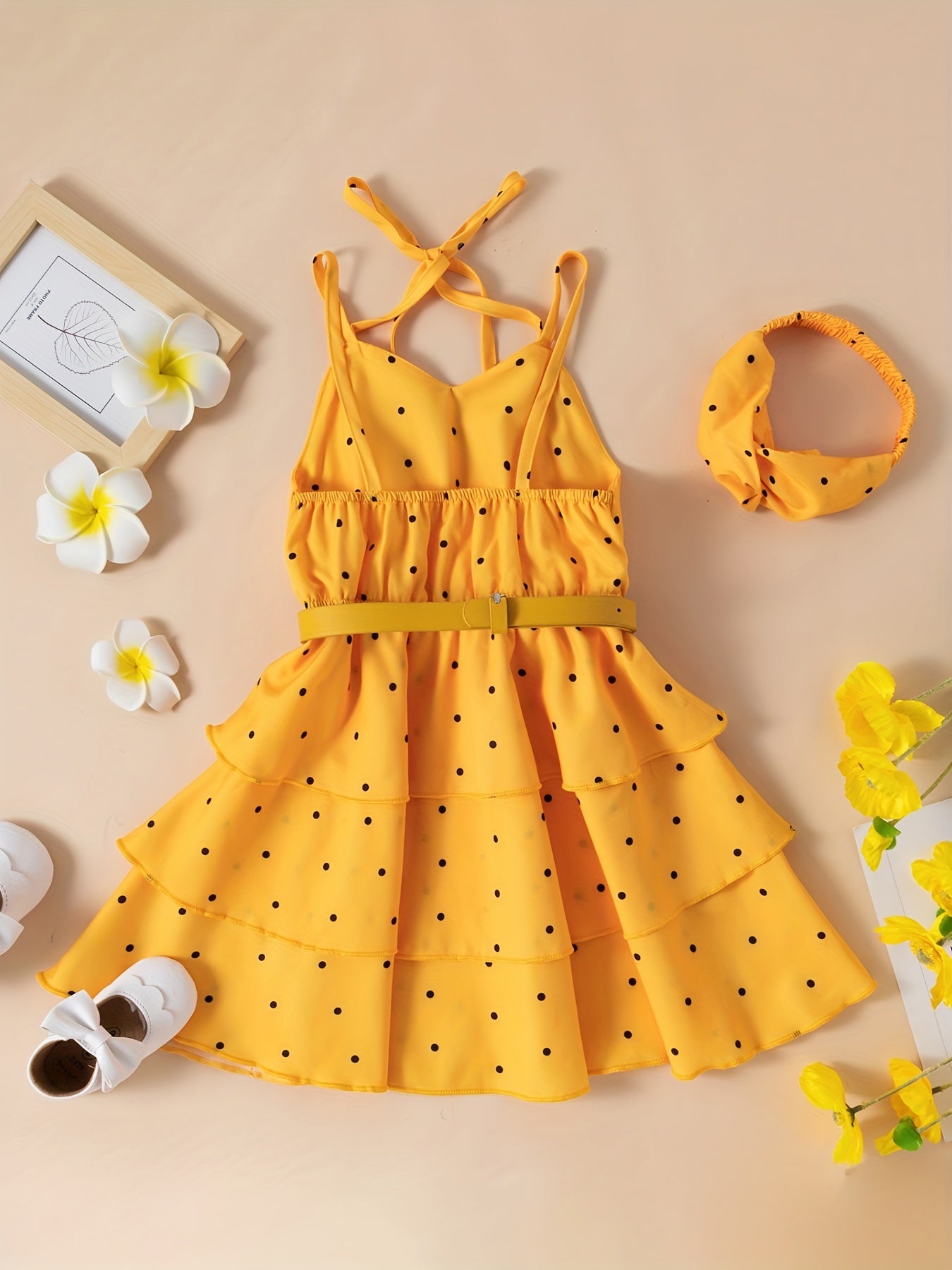 Polka Dot Print Layered Cami Dress