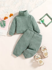 Baby Girls Turtleneck Top Trousers Set Toddler Kids Causal 2ps Outfit