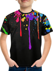 Colorful Paint 3D Print Boys T-Shirt Short Sleeve Tee