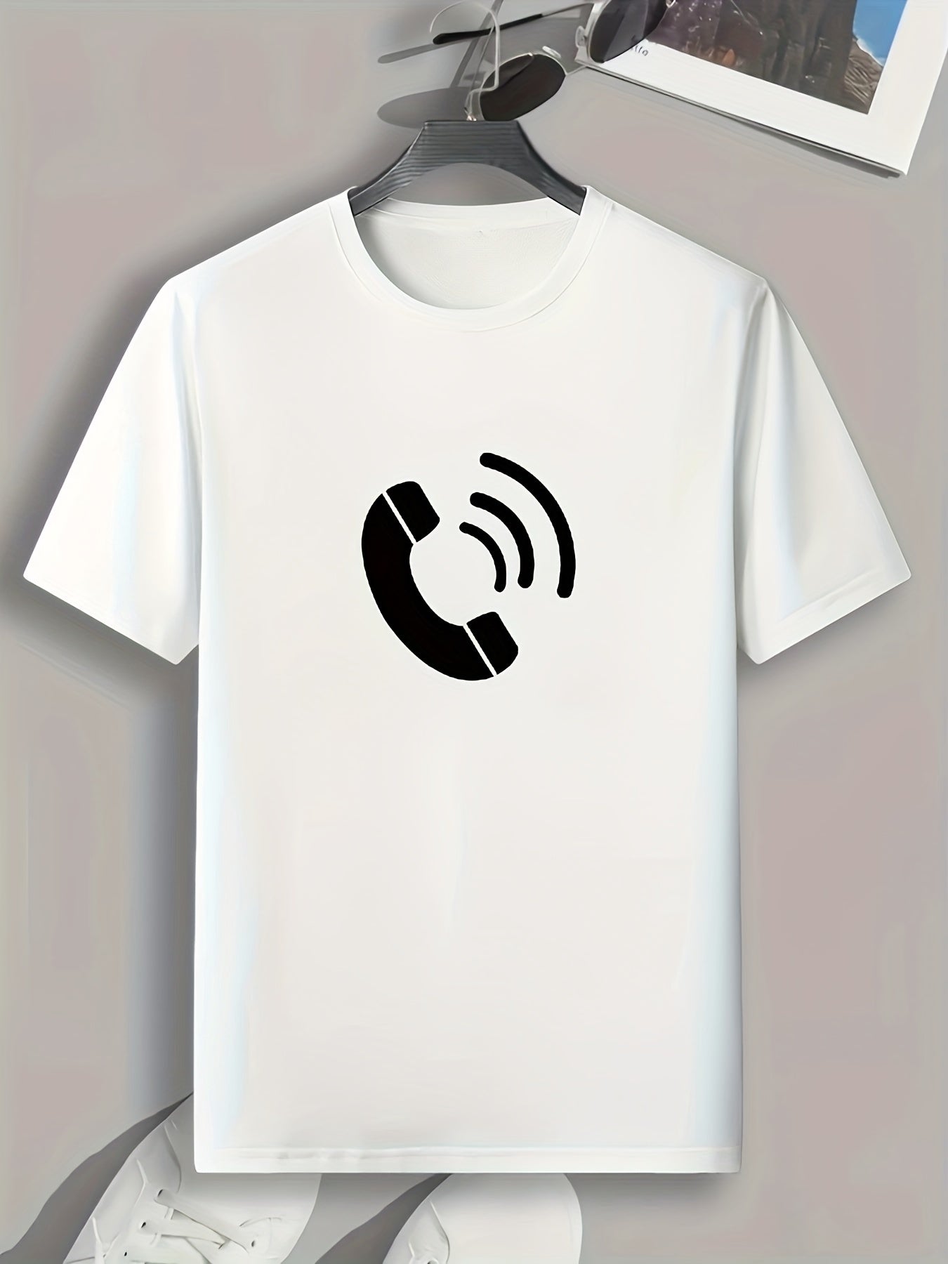 Telephone Call Print Men's Graphic T shirt for Summer