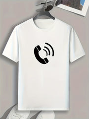 Telephone Call Print Men's Graphic T shirt for Summer