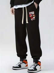 Cartoon Boys Print Drawstring Sweatpants Loose Fit Pants Men's Casual Joggers