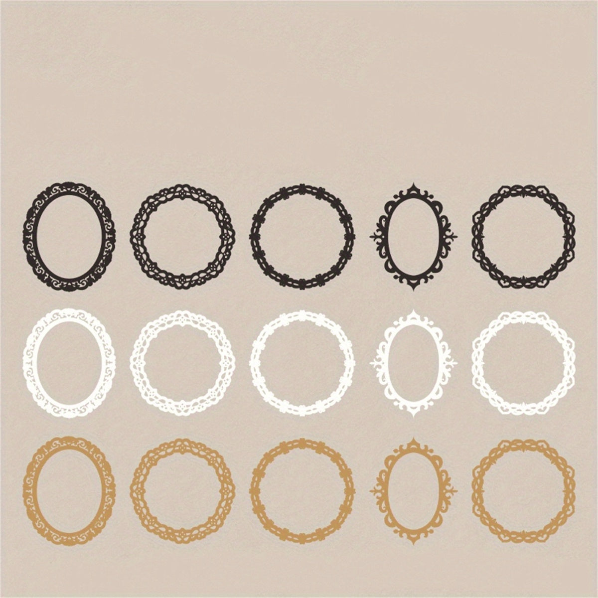 15pcs Hollow Flower Wreath Border Lucky Flower Series Non Adhesive