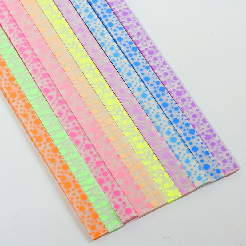 210pcs Luminous Star Origami Paper Strips Heart Pattern Paper Lucky Stars