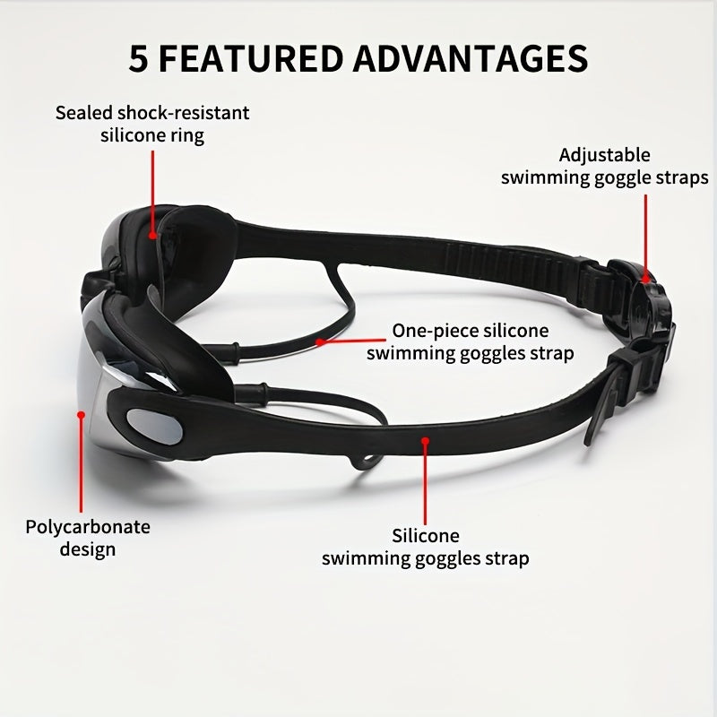 5pcs Adult Electroplated Swimming Goggles With Earbuds