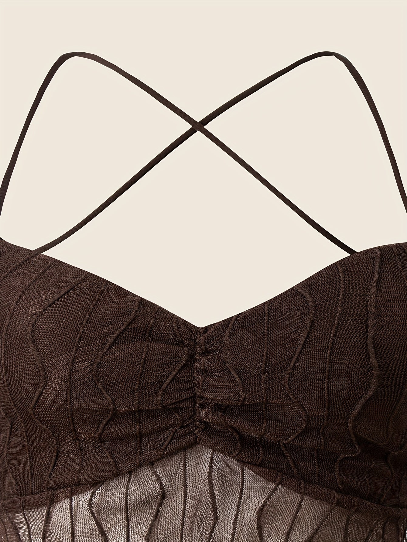 Mesh Stitching Cami Top Criss Cross Back Strappy Top