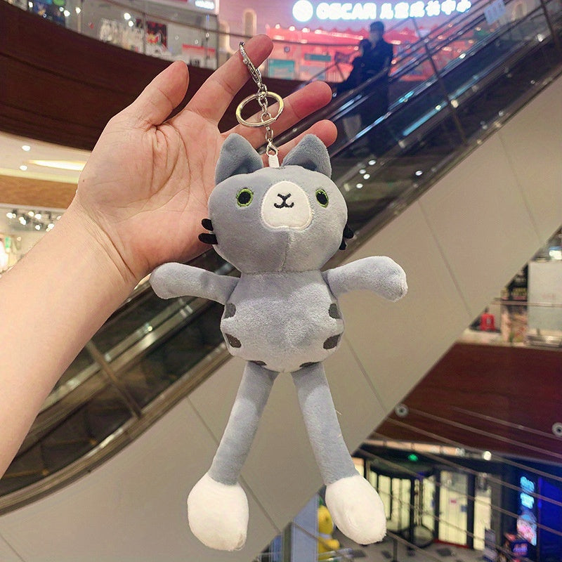 Plush Yoga Long Legged Cat Keychain - Cute Gift for Kids & Adults