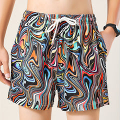 Men's Abstract Graphic Shorts Casual Mid Stretch Drawstring Board Shorts