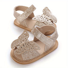 Baby Girls Bowknot Hook And Loop Sandals Lightweight Non Slip Crib Shoes