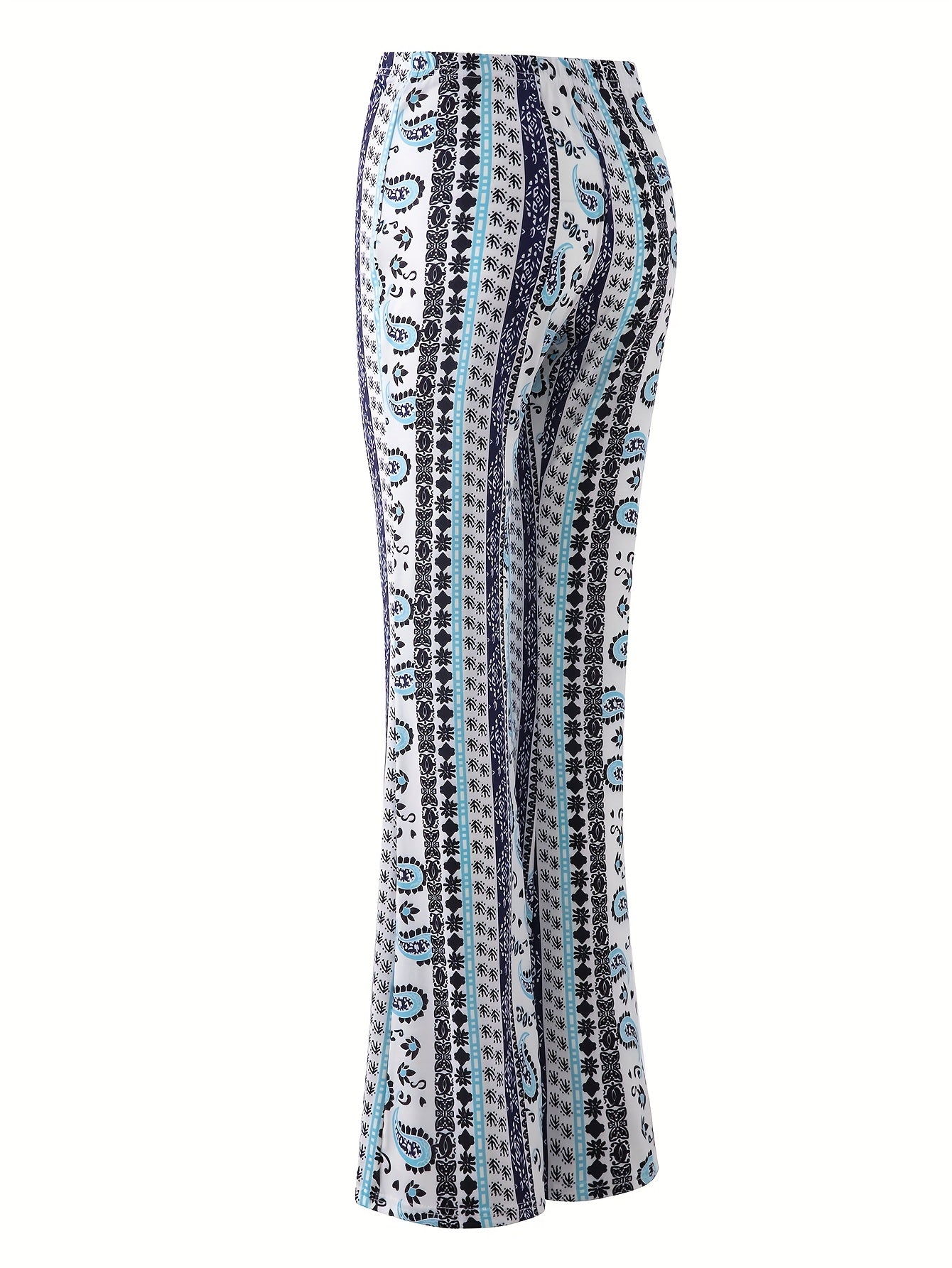 Paisley Print Slim Stretchy Waist Pants Sexy Flare Pants
