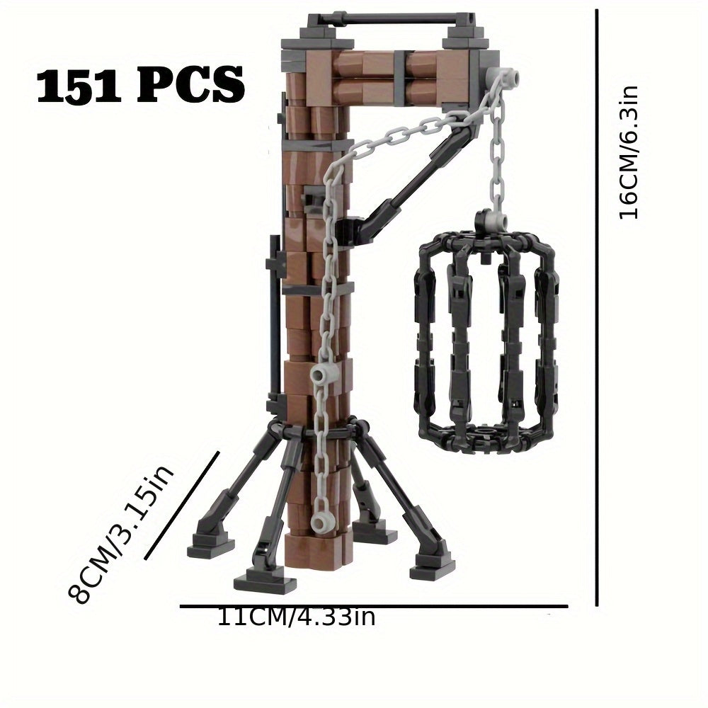Dark Industrial Style Medieval Torture Rack Model with Chains and Iron Cage