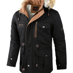 Men's Fleece Windbreaker Parka Jacket Fur Hoodie