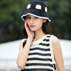 Floral Bucket Hat French Style Outdoor Sunscreen Hats