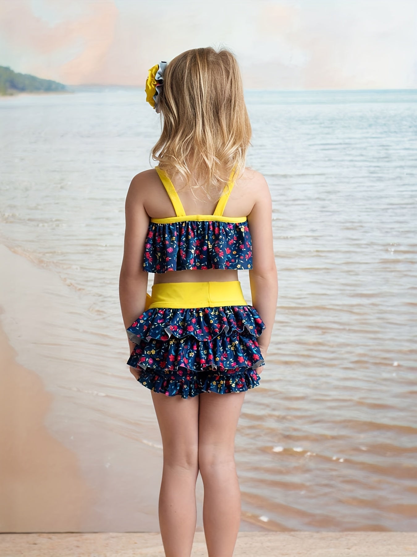 Summer Swimsuit Set Baby Girls 2pcs Camisole Top & Bowknot Shorts