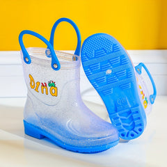 Girl's Transparent Rain Boots Slip On Waterproof Rain Shoes