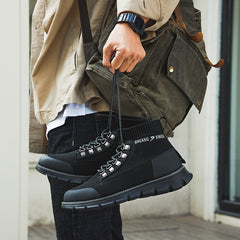Men's Winter Knitted Lace-Up Mid Boots