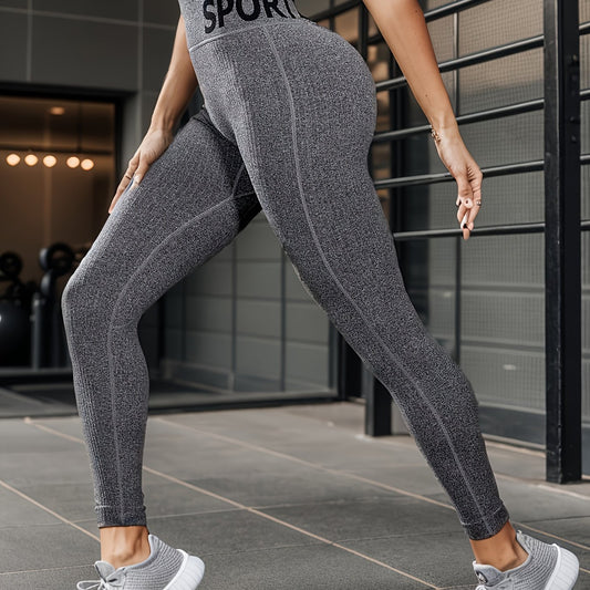 Letter Pattern Fitness Yoga Pants High Waist Running Sports Leggings