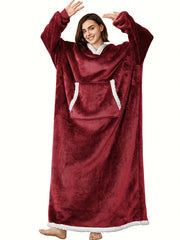 Women's Plus Winter Flannel Sherpa Hooded Robe