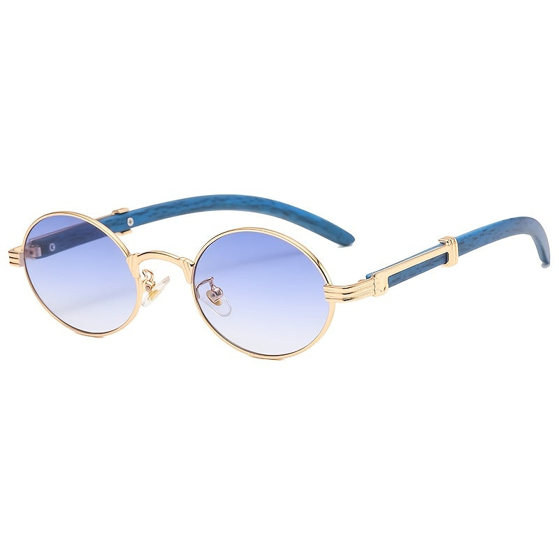 Retro Round Oval Sunglasses Men Wooden Shades