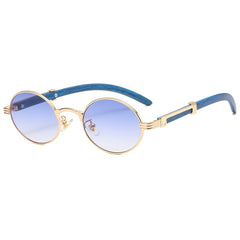 Retro Round Oval Sunglasses Men Wooden Shades