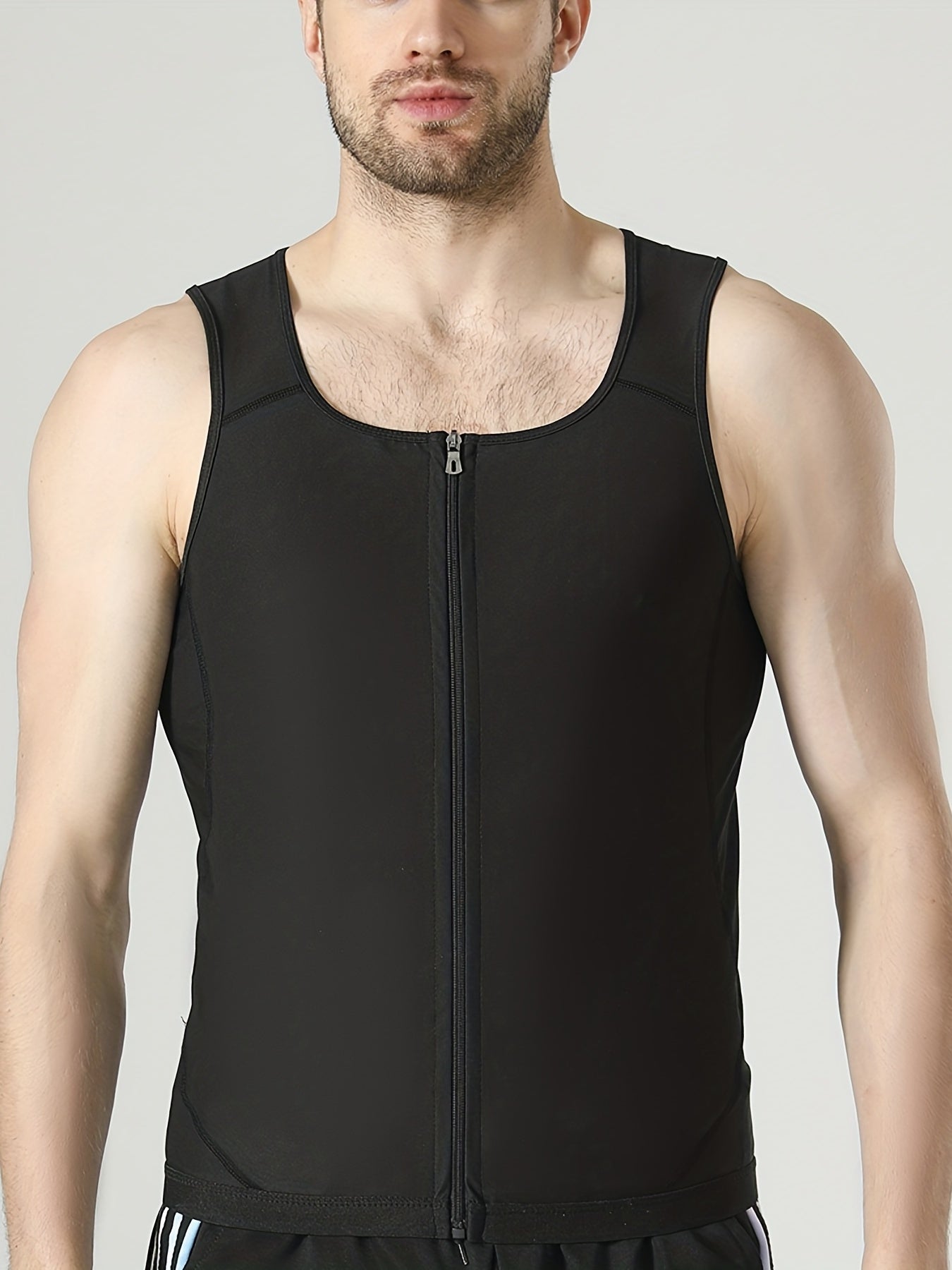 Men's Sauna Sweat Workout Vest Top Full Zip Body Shapewear Gym Training