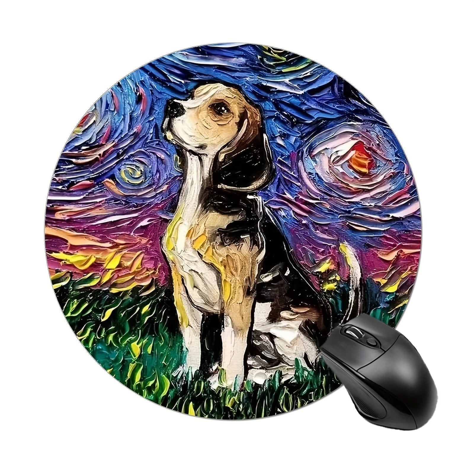 Puppy Round Mouse Pad Non-slip Rubber Base Small Size