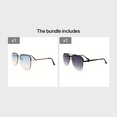 Gradient Metal Round Aviator Sunglasses