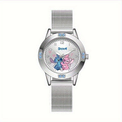 Stitch Cartoon Quartz Watch for Women Digital Display Steel Band
